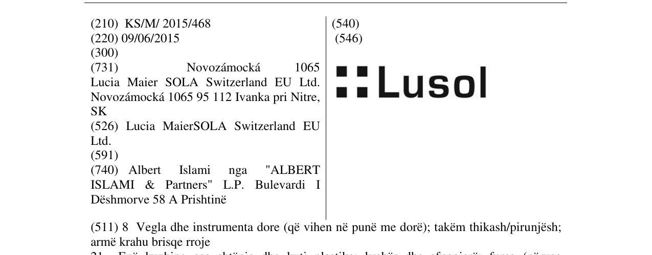 Zëri i markës Lusol në buletin