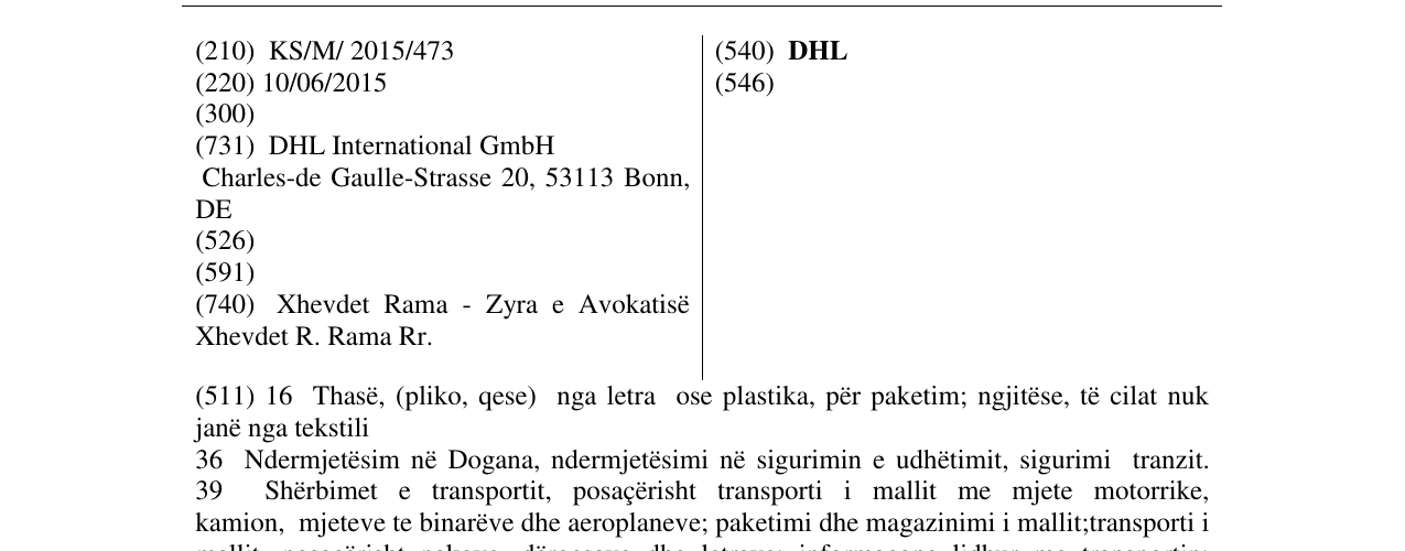 Zëri i markës DHL në buletin