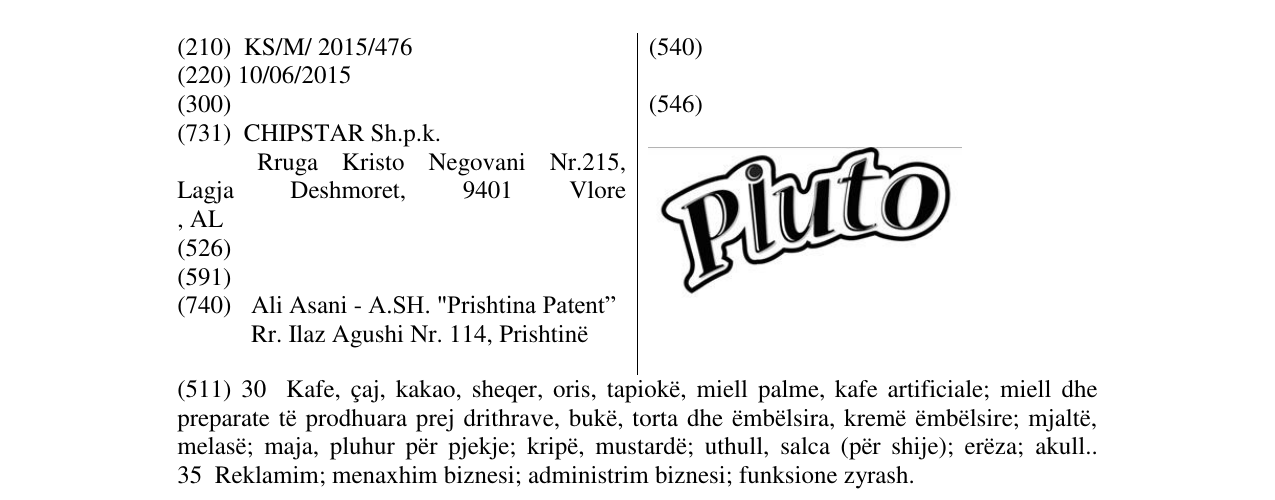 Zëri i markës Markë figurative në buletin