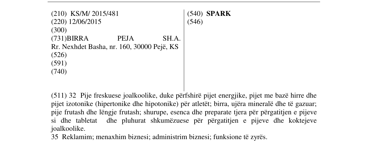 Zëri i markës SPARK në buletin