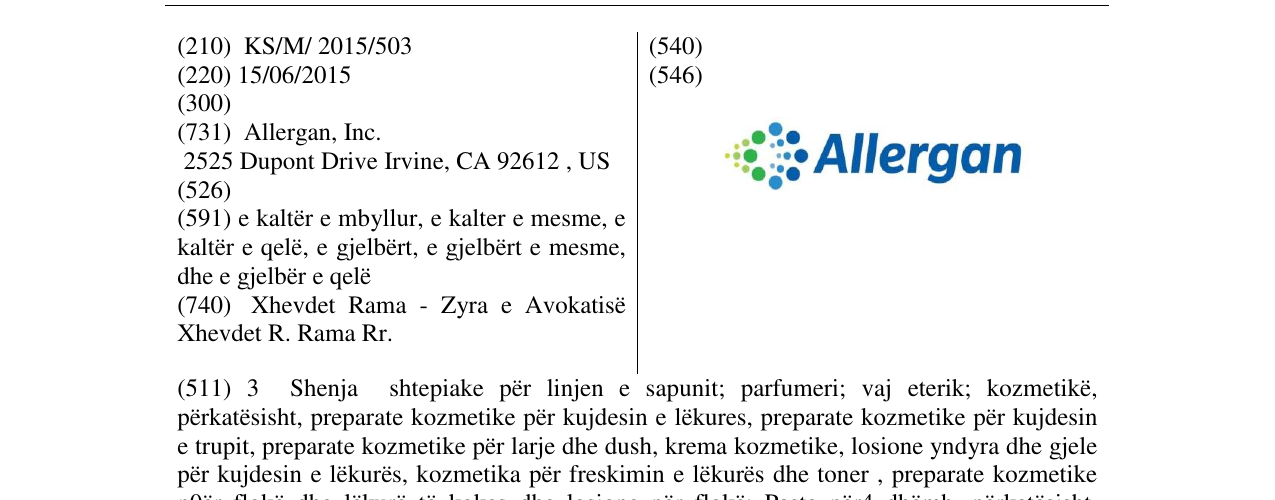 Zëri i markës Allergan në buletin