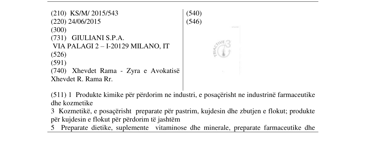 Zëri i markës TRIACTIVE3 në buletin