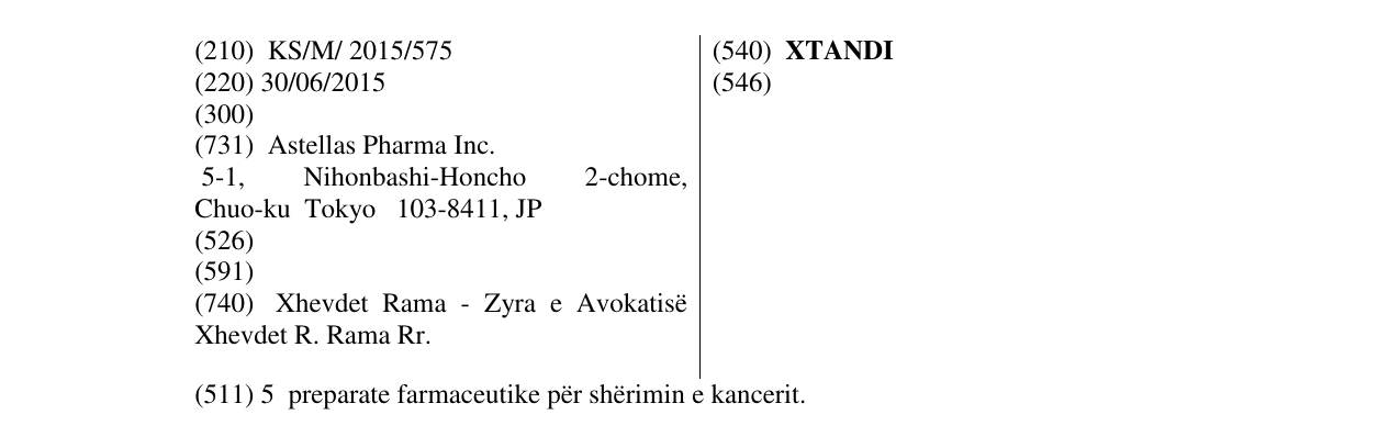 Zëri i markës XTANDI në buletin