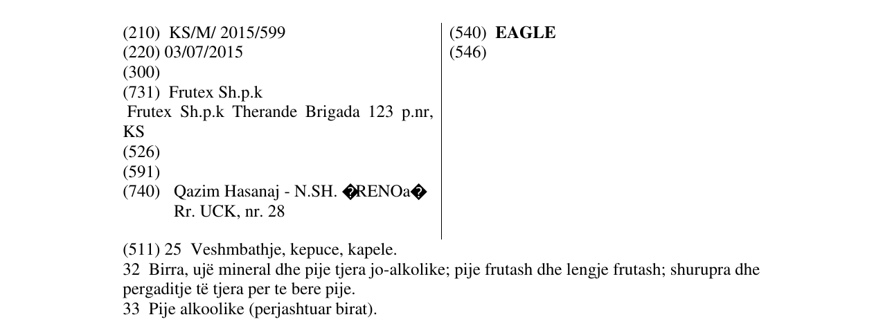 Zëri i markës EAGLE në buletin