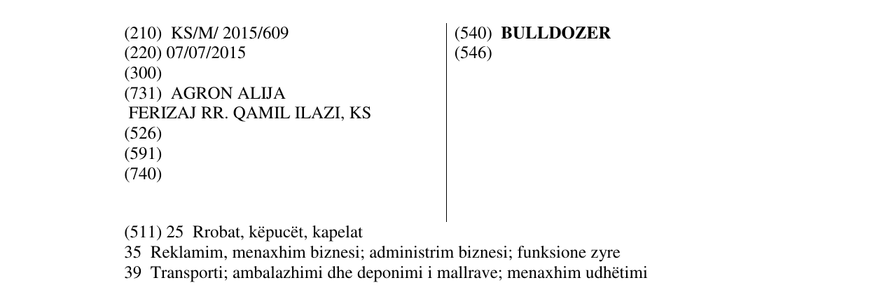 Zëri i markës BULLDOZER në buletin