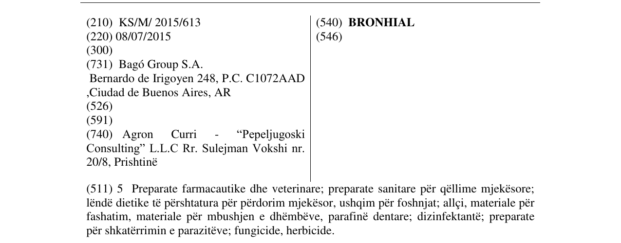 Zëri i markës BRONHIAL në buletin