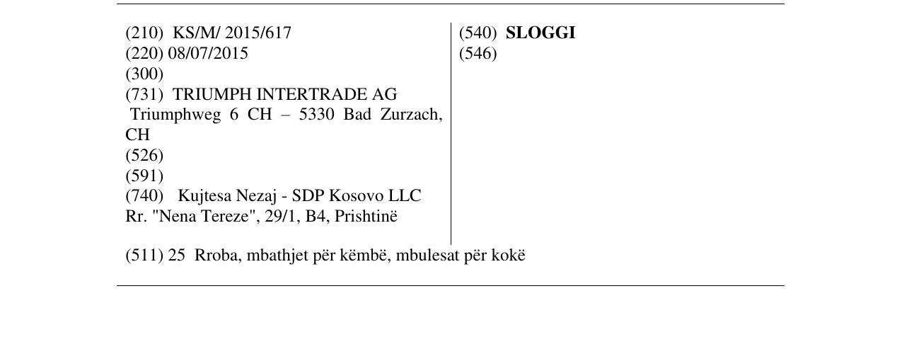 Zëri i markës SLOGGI në buletin