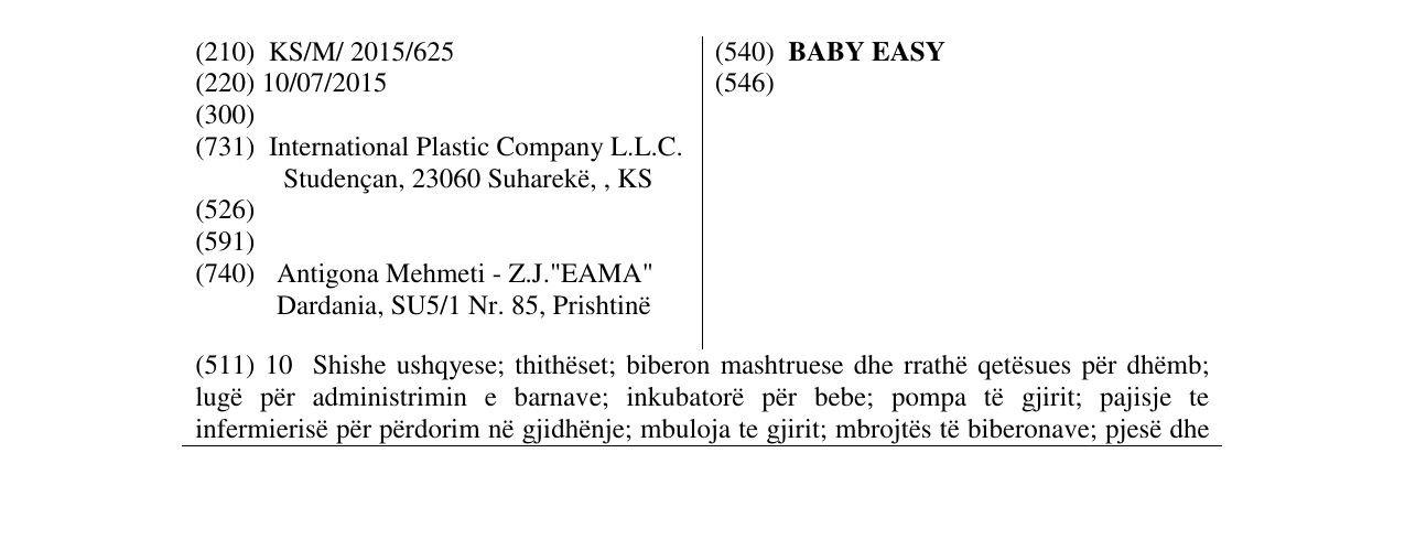 Zëri i markës BABY EASY në buletin