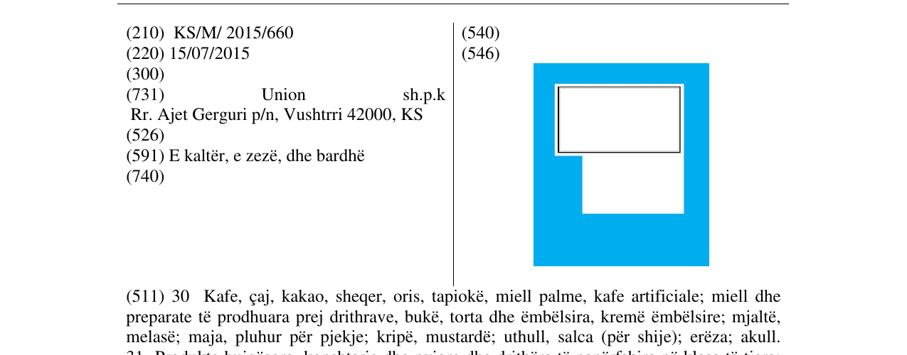 The entry of the trademark Figurative mark in the bulletin