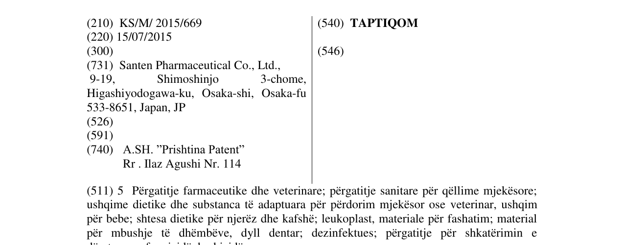 Zëri i markës TAPTIQOM në buletin