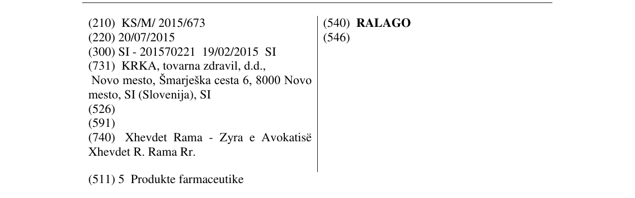 Zëri i markës RALAGO në buletin