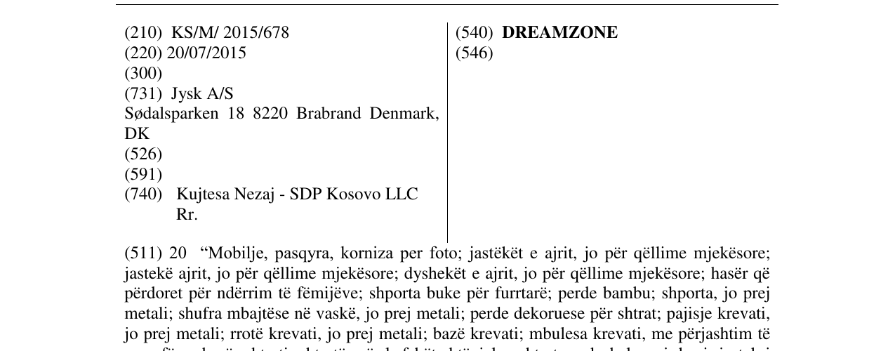 Zëri i markës DREAMZONE në buletin