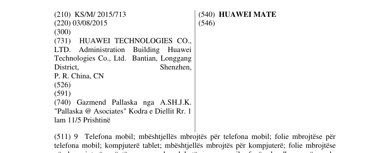 Zëri i markës HUAWEI MATE në buletin