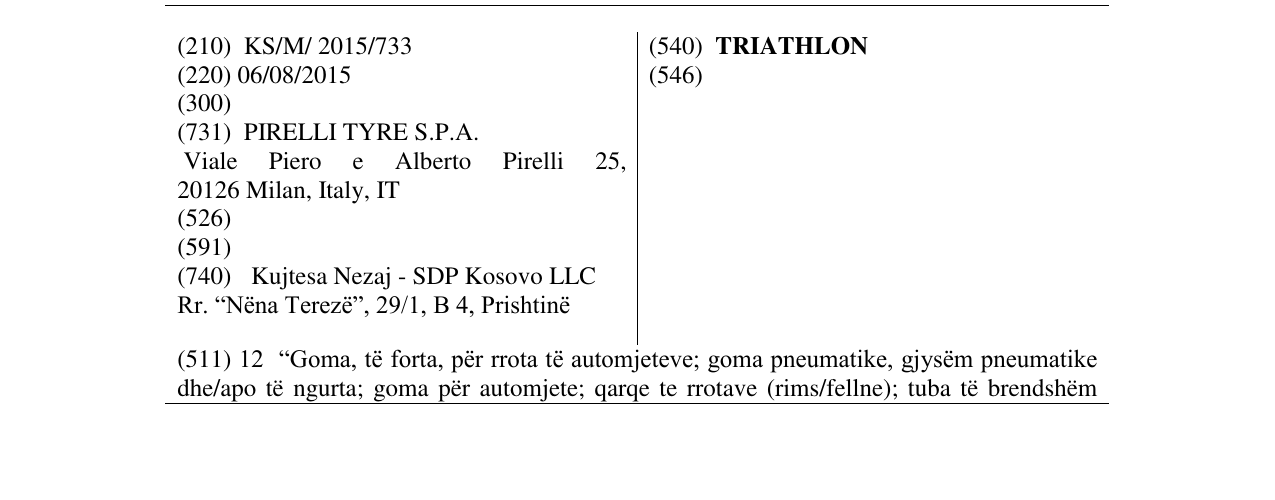Zëri i markës TRIATHLON në buletin