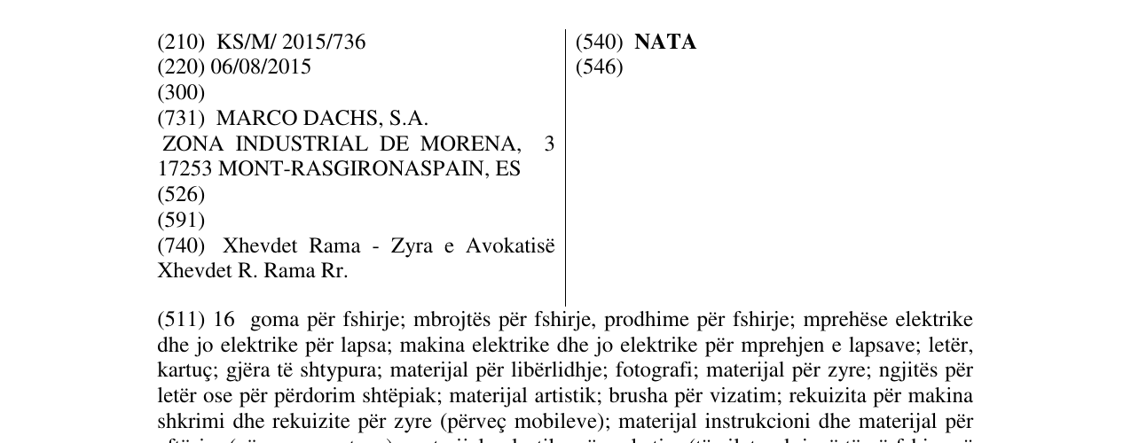 Zëri i markës NATA në buletin