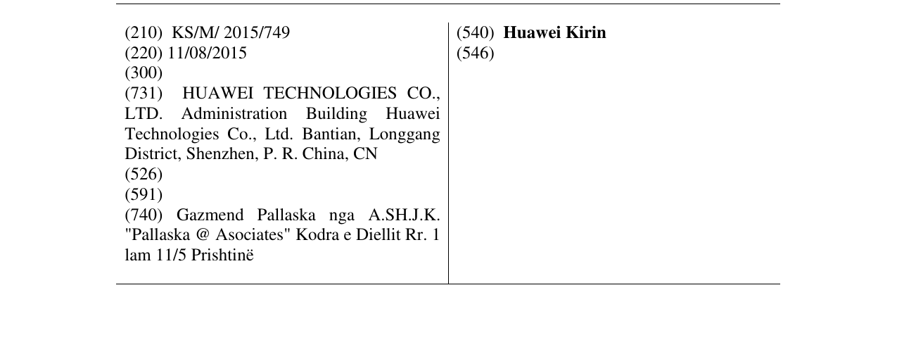 Zëri i markës Huawei Kirin në buletin