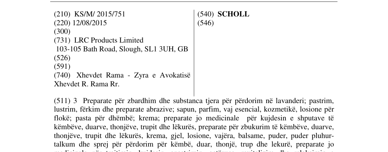 Zëri i markës SCHOLL në buletin