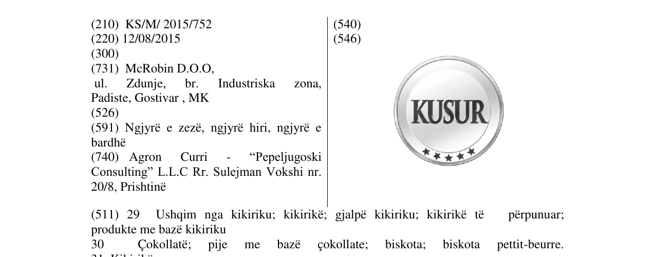 Zëri i markës KUSUR në buletin