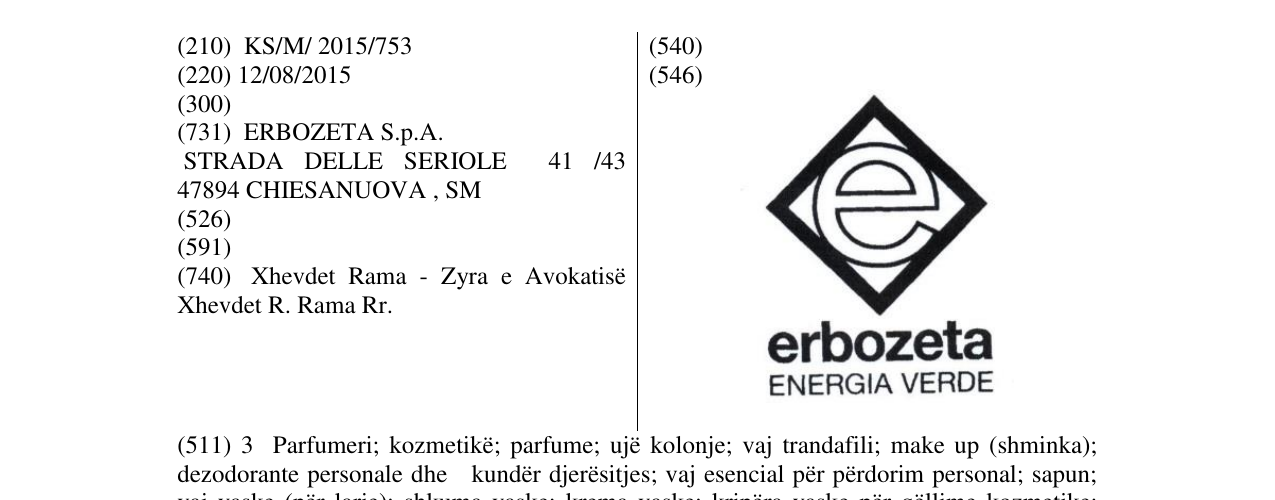 Zëri i markës e erbozeta ENERGIA VERDE në buletin