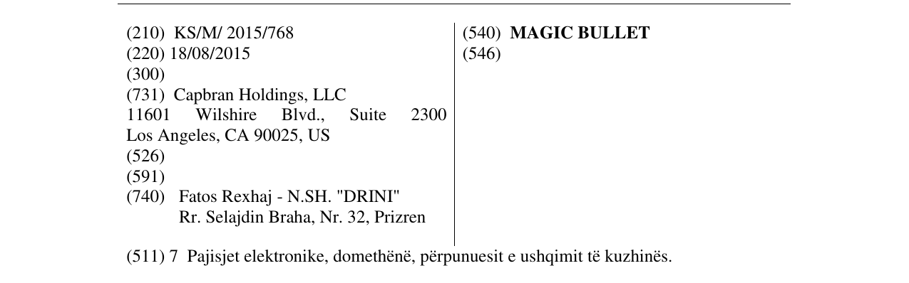 Zëri i markës MAGIC BULLET në buletin