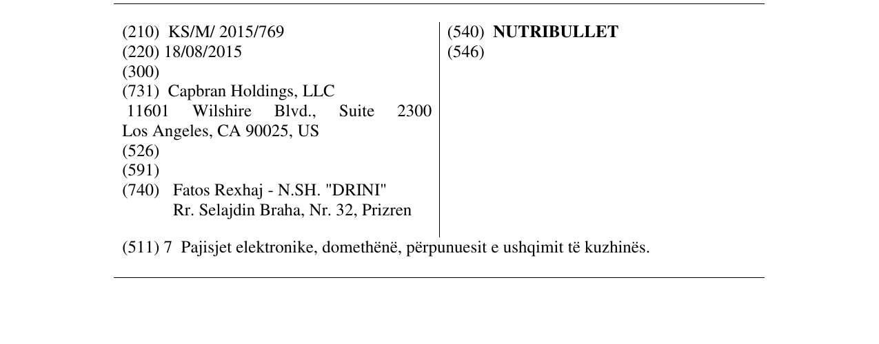 Zëri i markës NUTRIBULLET në buletin