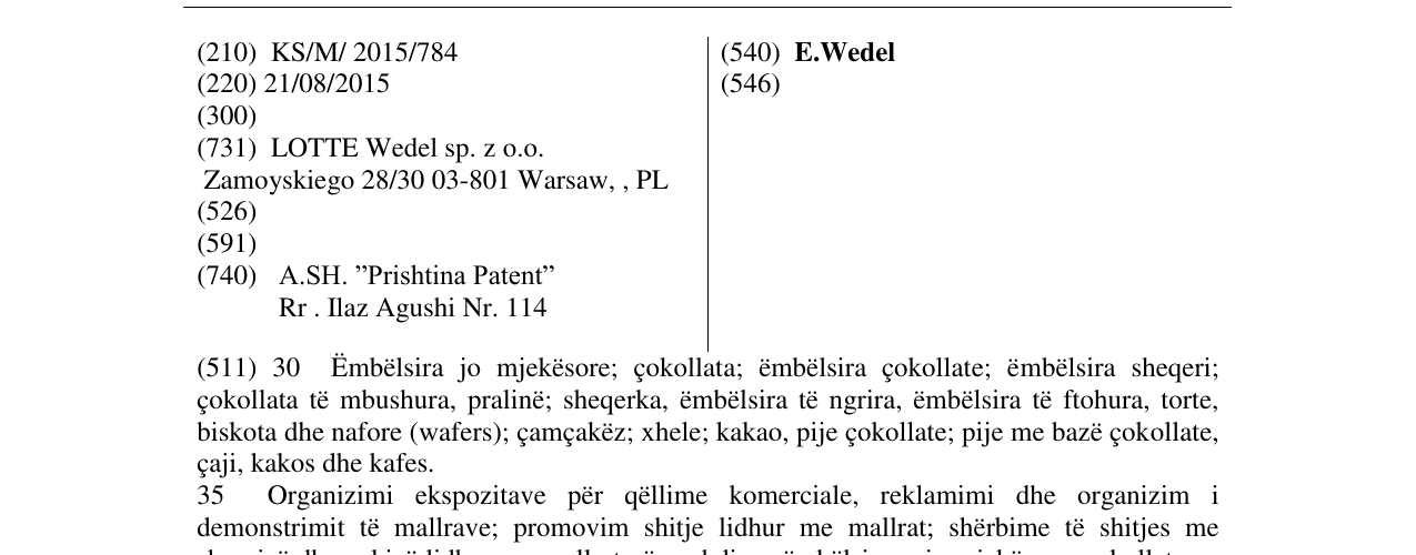 Zëri i markës E.Wedel në buletin