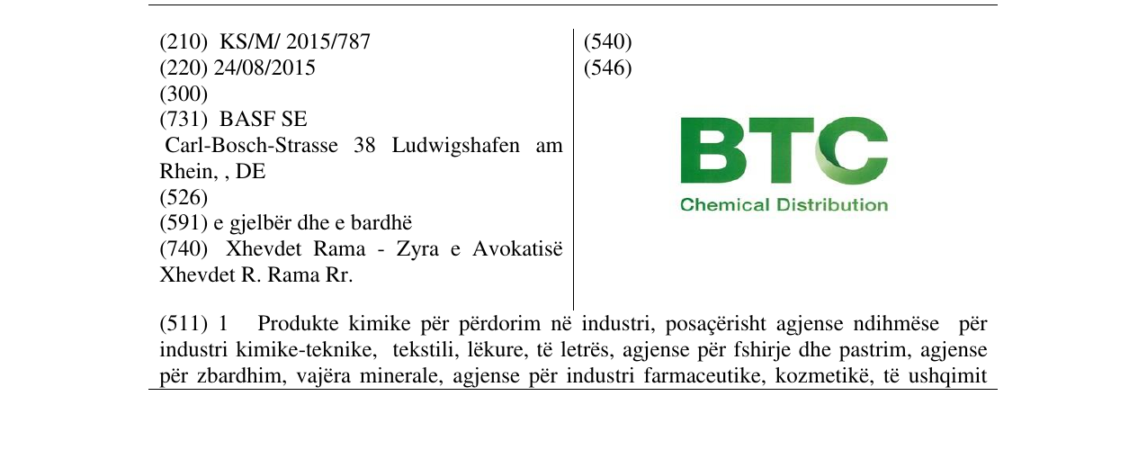 Zëri i markës BTC Chemical Distribution në buletin