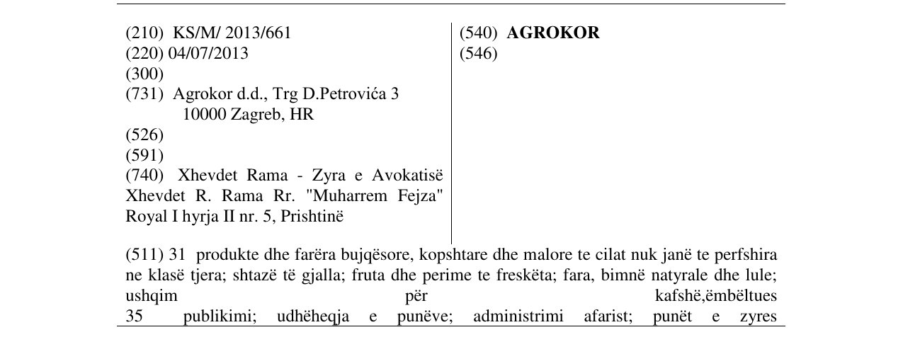 Zëri i markës AGROKOR në buletin