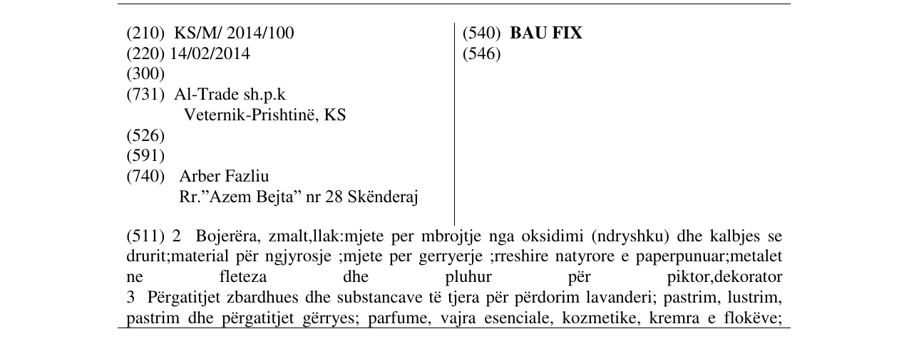 Zëri i markës BAU FIX në buletin
