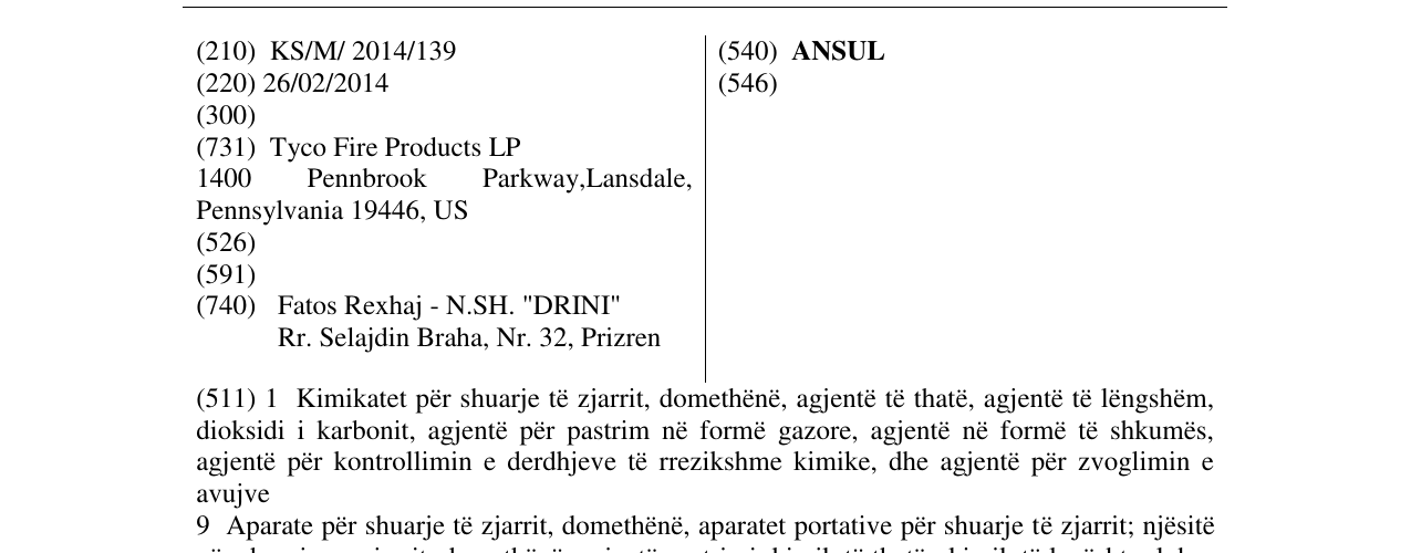 Zëri i markës ANSUL në buletin