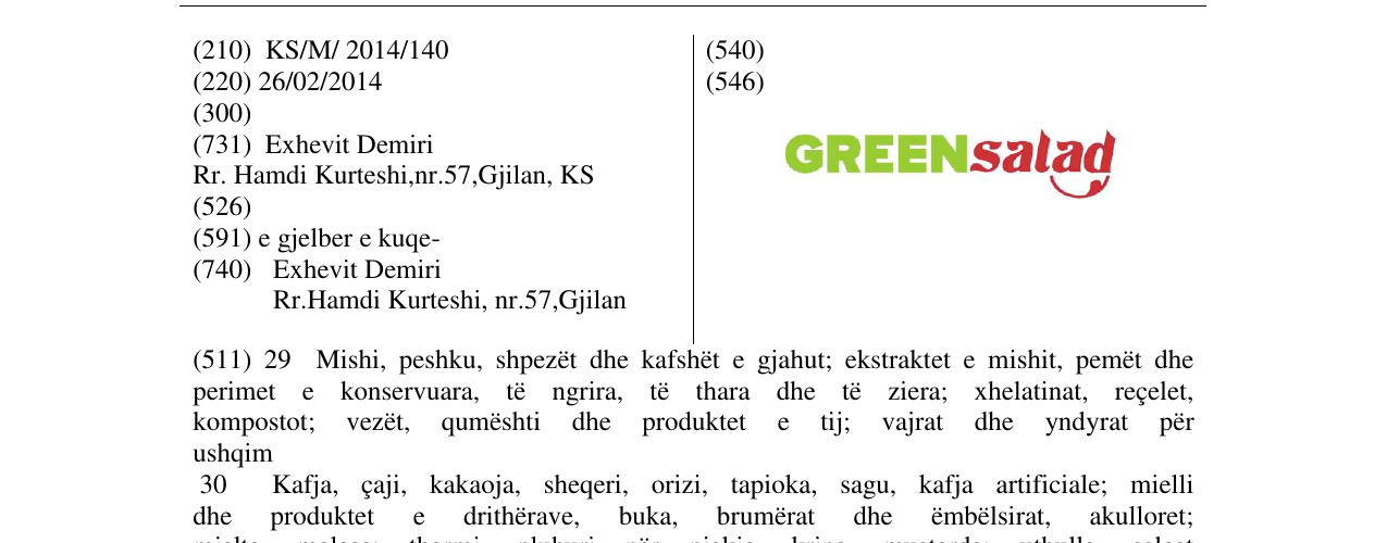 Zëri i markës GREENsalad në buletin