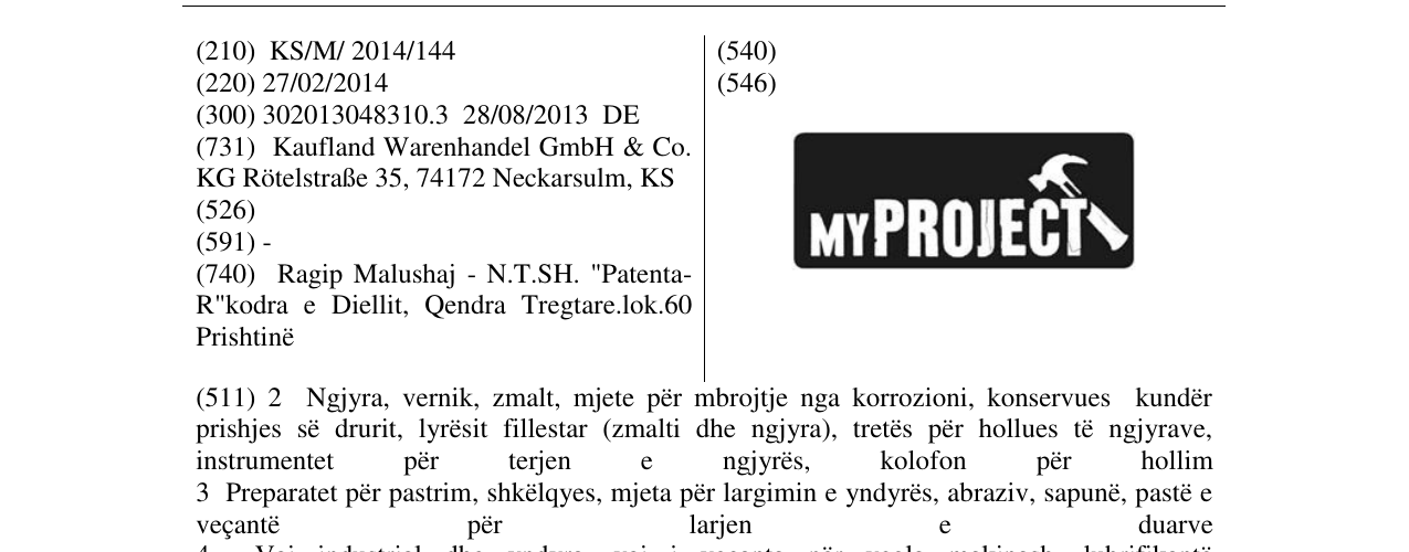 Zëri i markës MYPROJECT në buletin