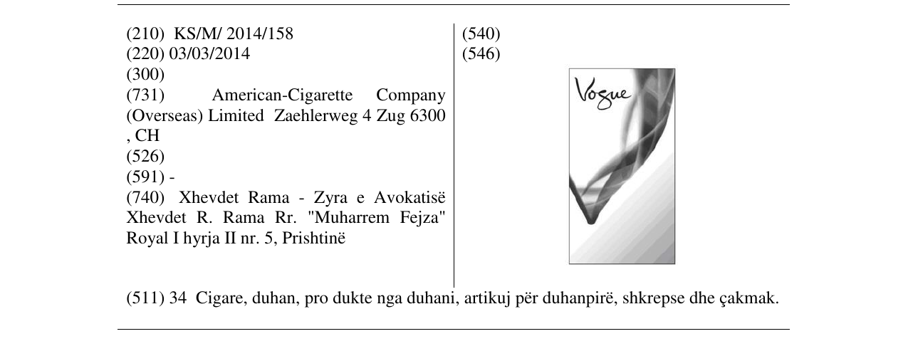 Zëri i markës Vogue në buletin