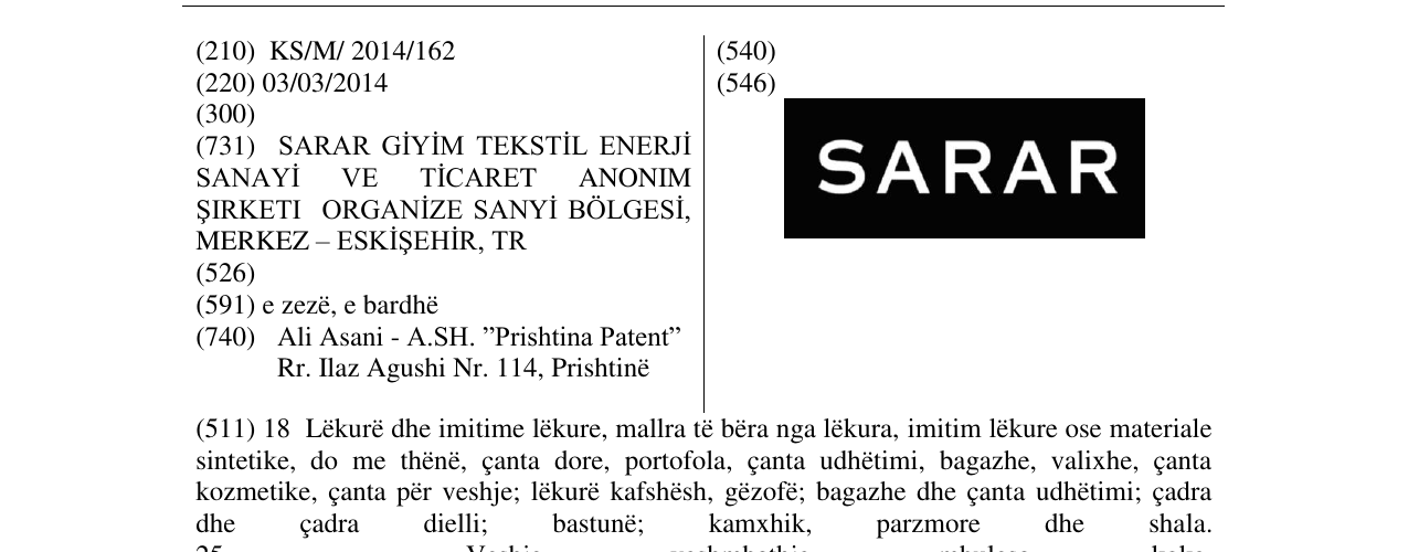 Zëri i markës SARAR në buletin