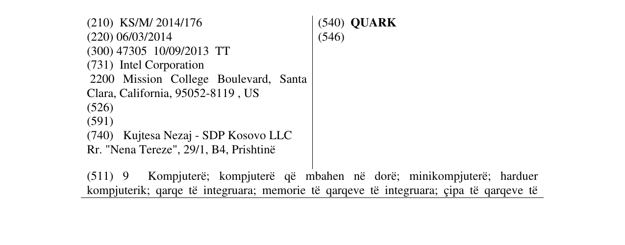 Zëri i markës QUARK në buletin