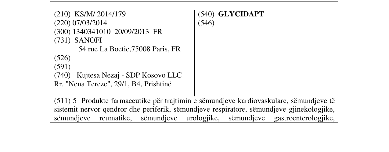 Zëri i markës GLYCIDAPT në buletin