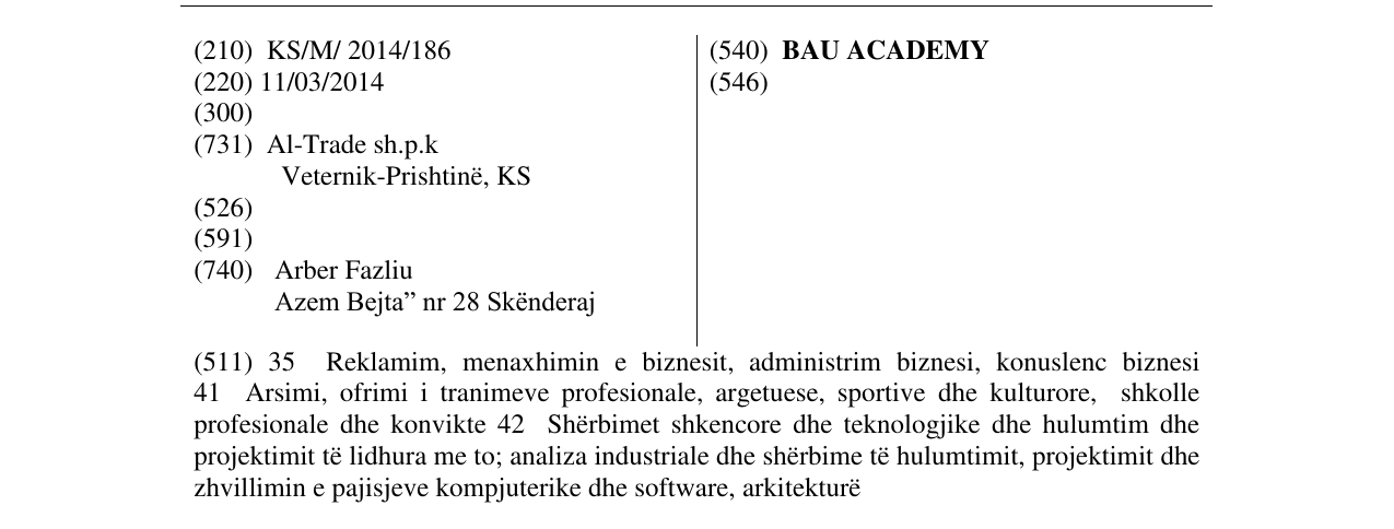 Zëri i markës BAU ACADEMY në buletin