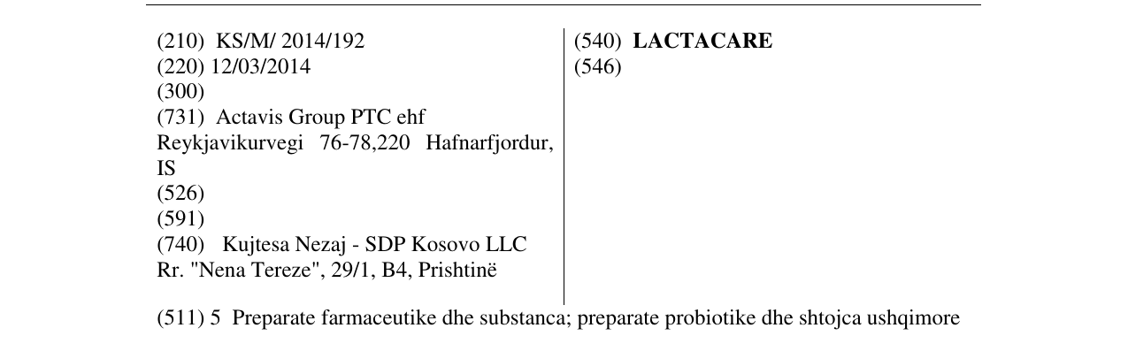 Zëri i markës LACTACARE në buletin