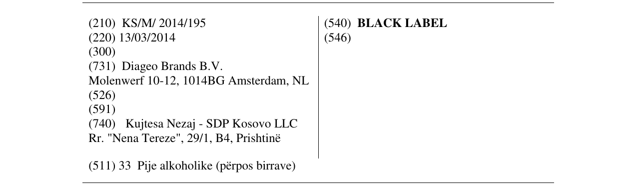 Zëri i markës BLACK LABEL në buletin