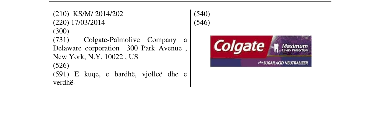 Zëri i markës Colgate në buletin