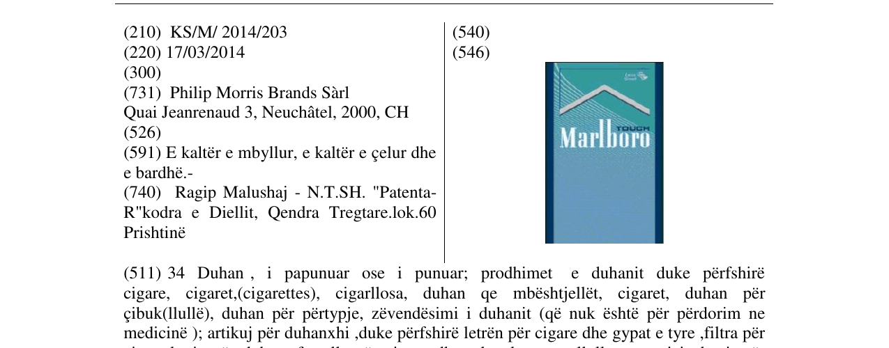 Zëri i markës Mrlboro në buletin