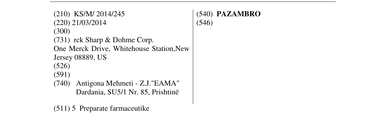 Zëri i markës PAZAMBRO në buletin