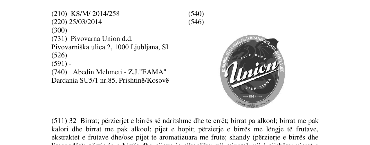 Zëri i markës Union në buletin