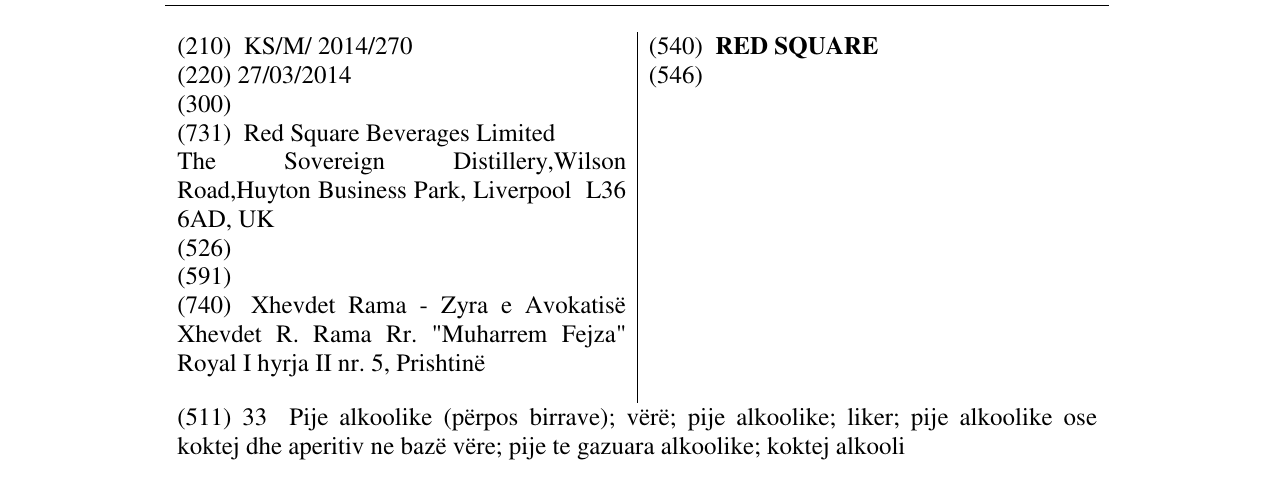 Zëri i markës RED SQUARE në buletin