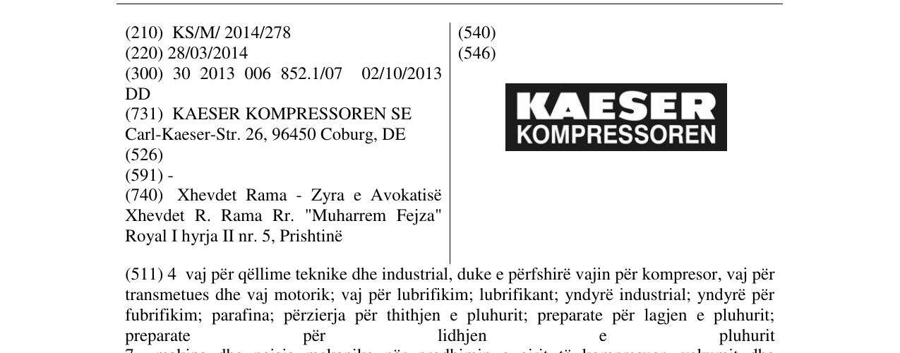 Zëri i markës KAESER KOMPRESSOREN në buletin