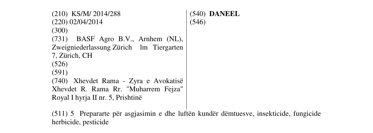 Zëri i markës DANEEL në buletin