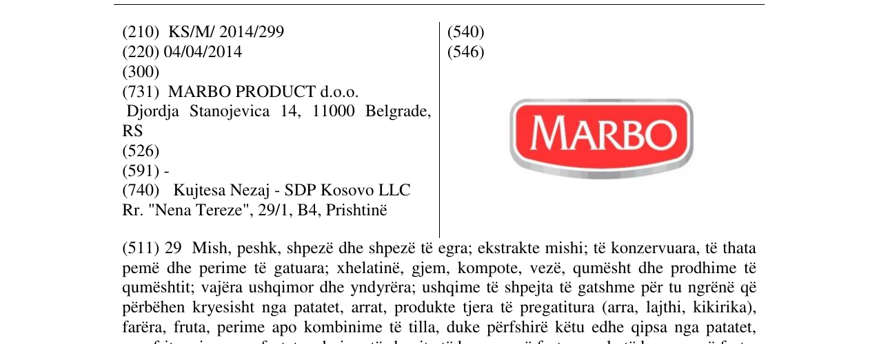 Zëri i markës MARBO në buletin