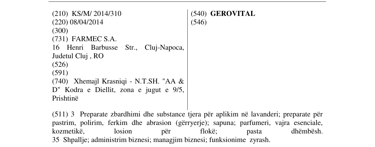 Zëri i markës GEROVITAL në buletin