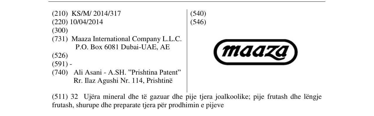 Zëri i markës maaza në buletin