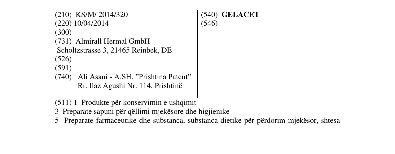 Zëri i markës GELACET në buletin
